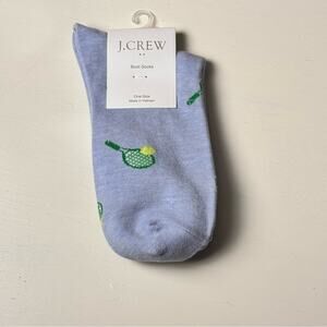 J. Crew Blue and Green Casual  Boot Socks with Tennis Racket & Ball Pattern NWT